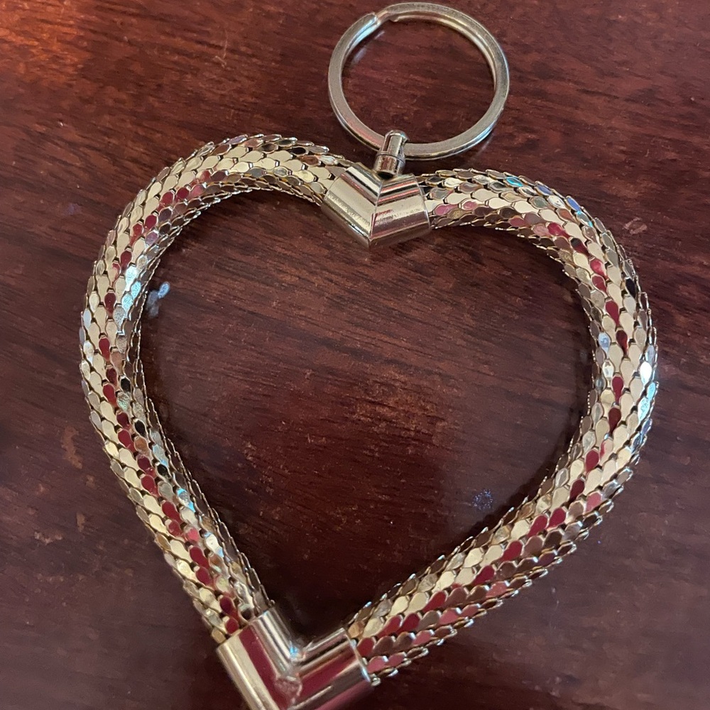 Whiting Davis Gold heart key ring